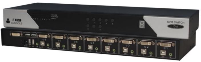 Switch-KVM-KDC-108-8-ports-DVI-D-USB-Audio-rackable-19-pouces-1U