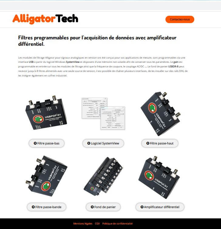 image site internet dédié aux filtres actifs alligator technology